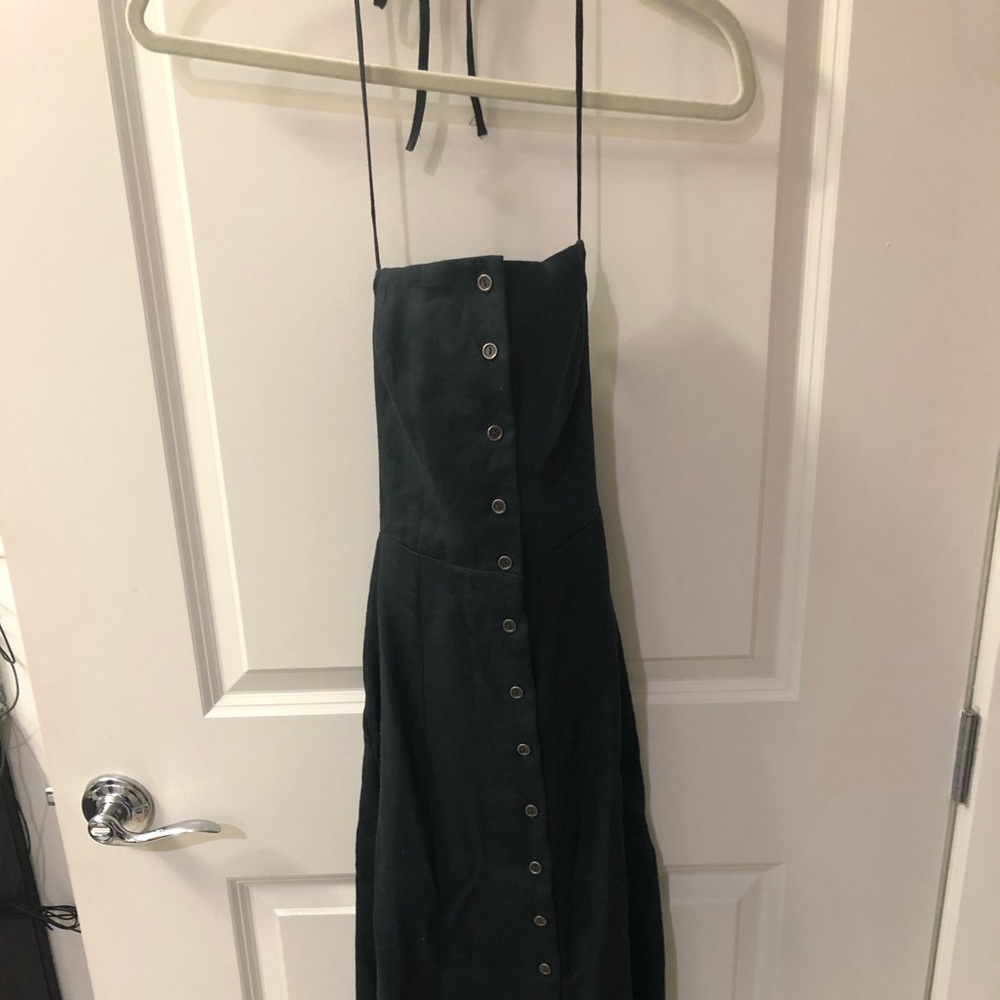 Black linen dress